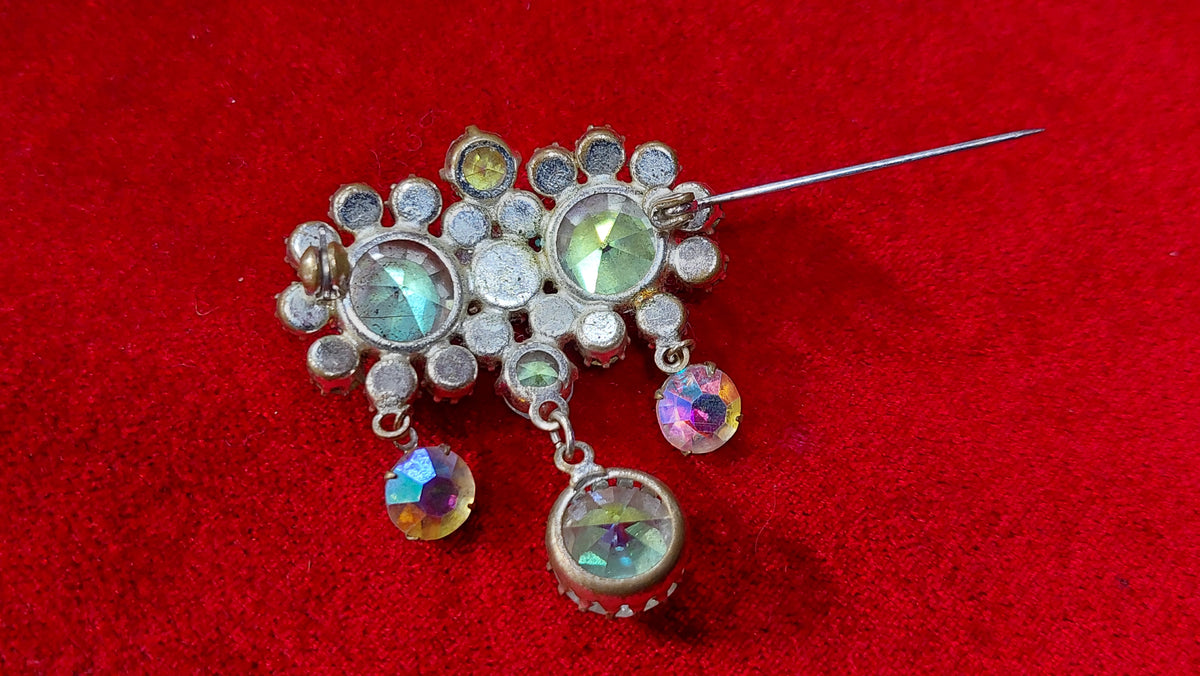 Vintage brooch, Czechoslovakian vintage, rock crystal, 60's, brooch.