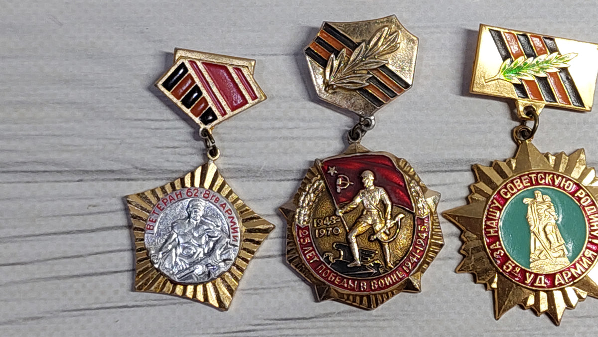 Collection of eight Soviet pin badges, USSR badges of the seventies.