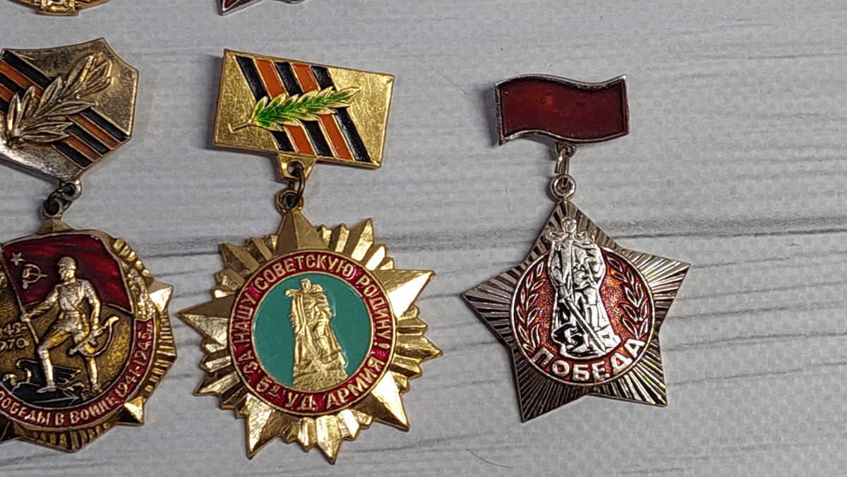 Collection of eight Soviet pin badges, USSR badges of the seventies.