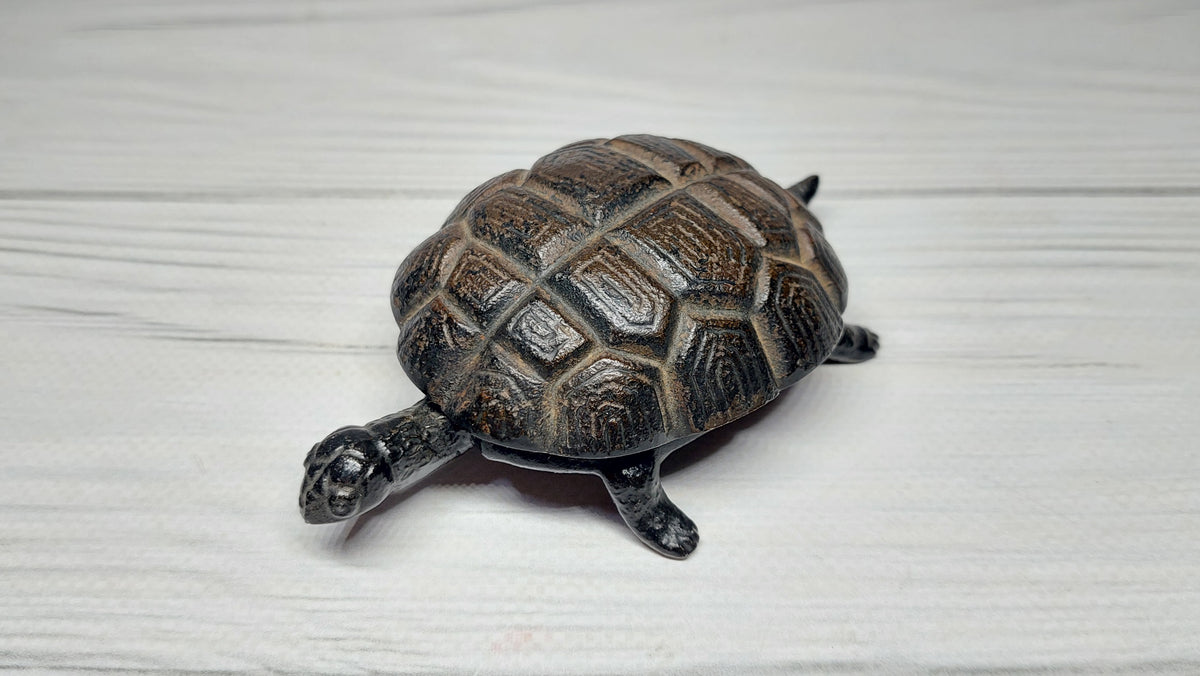 Antique Cast Turtle Ashtray Box, Kasli.