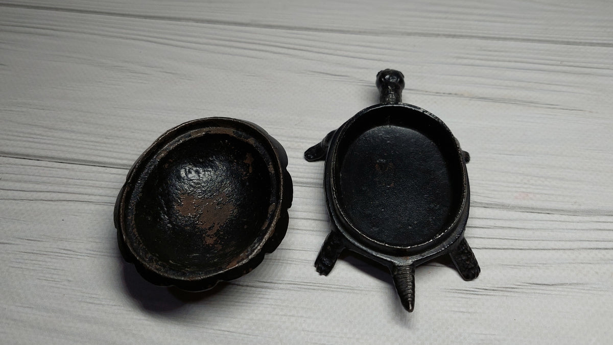 Antique Cast Turtle Ashtray Box, Kasli.