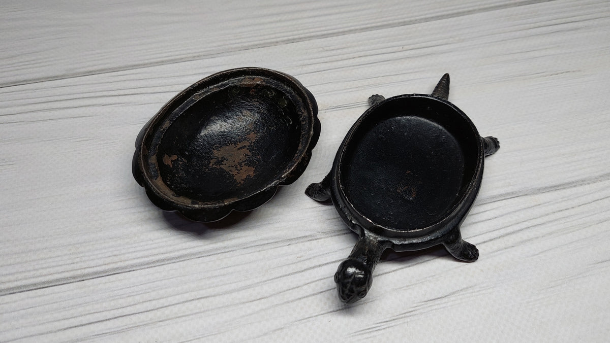 Antique Cast Turtle Ashtray Box, Kasli.