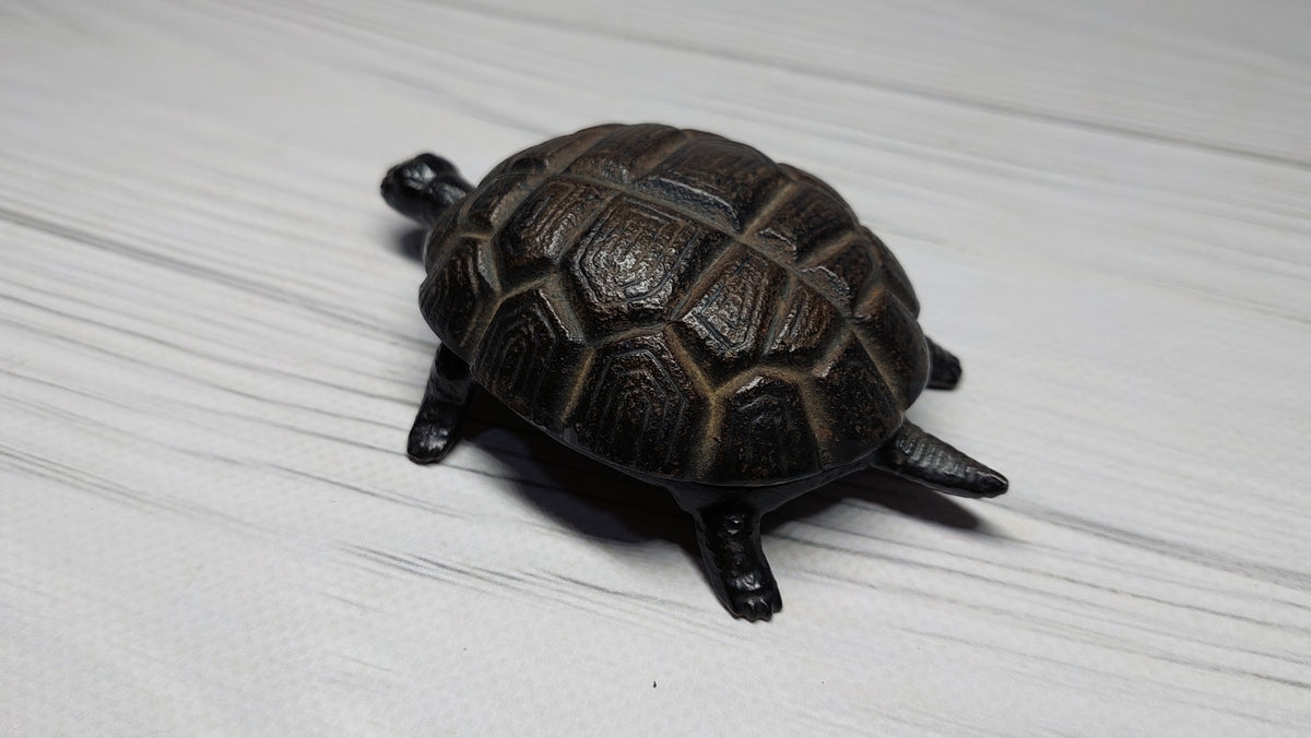 Antique Cast Turtle Ashtray Box, Kasli.