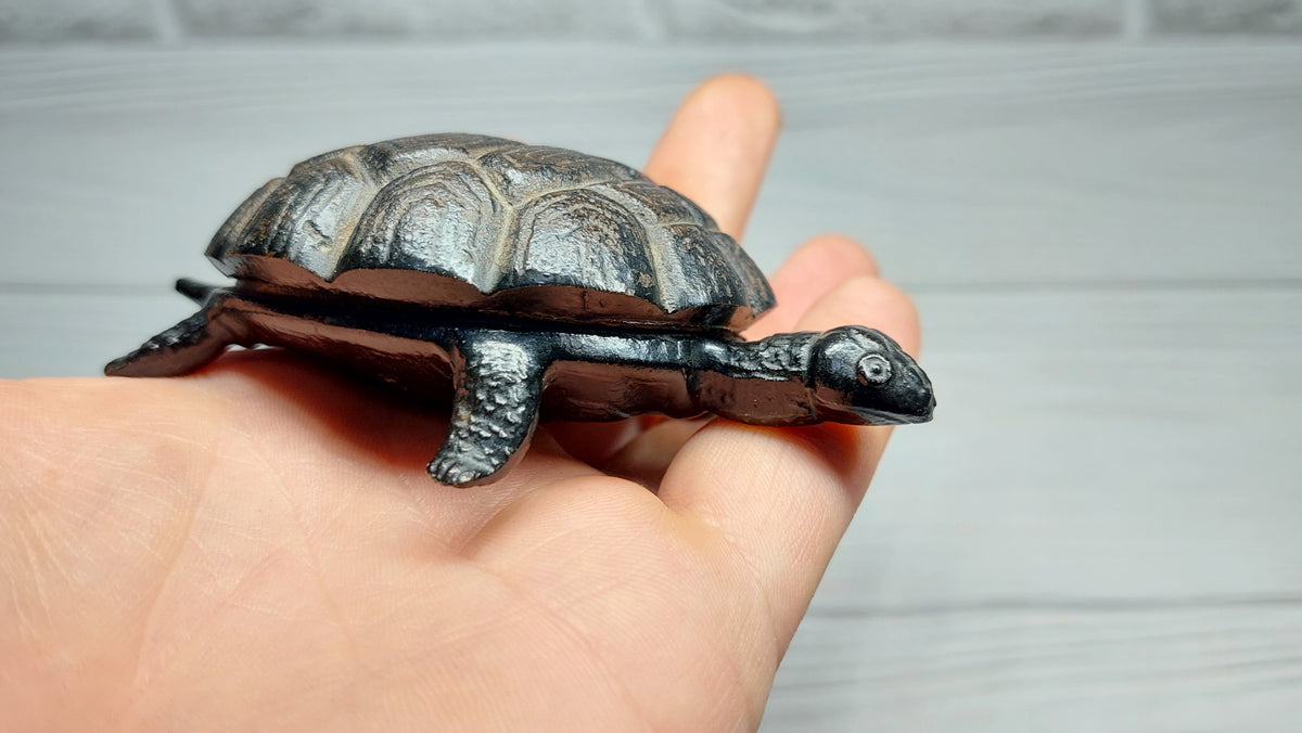 Antique Cast Turtle Ashtray Box, Kasli.