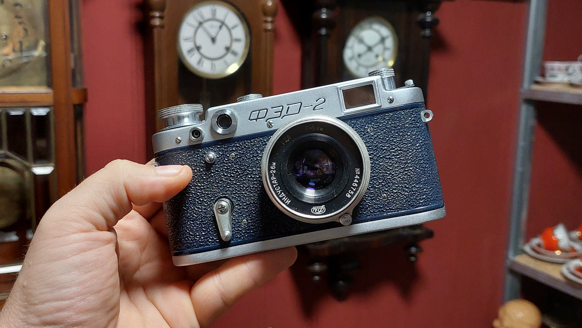 Vintage rare "Blue" camera FED 2 USSR LENS Industar-26M 2.8/50mm.