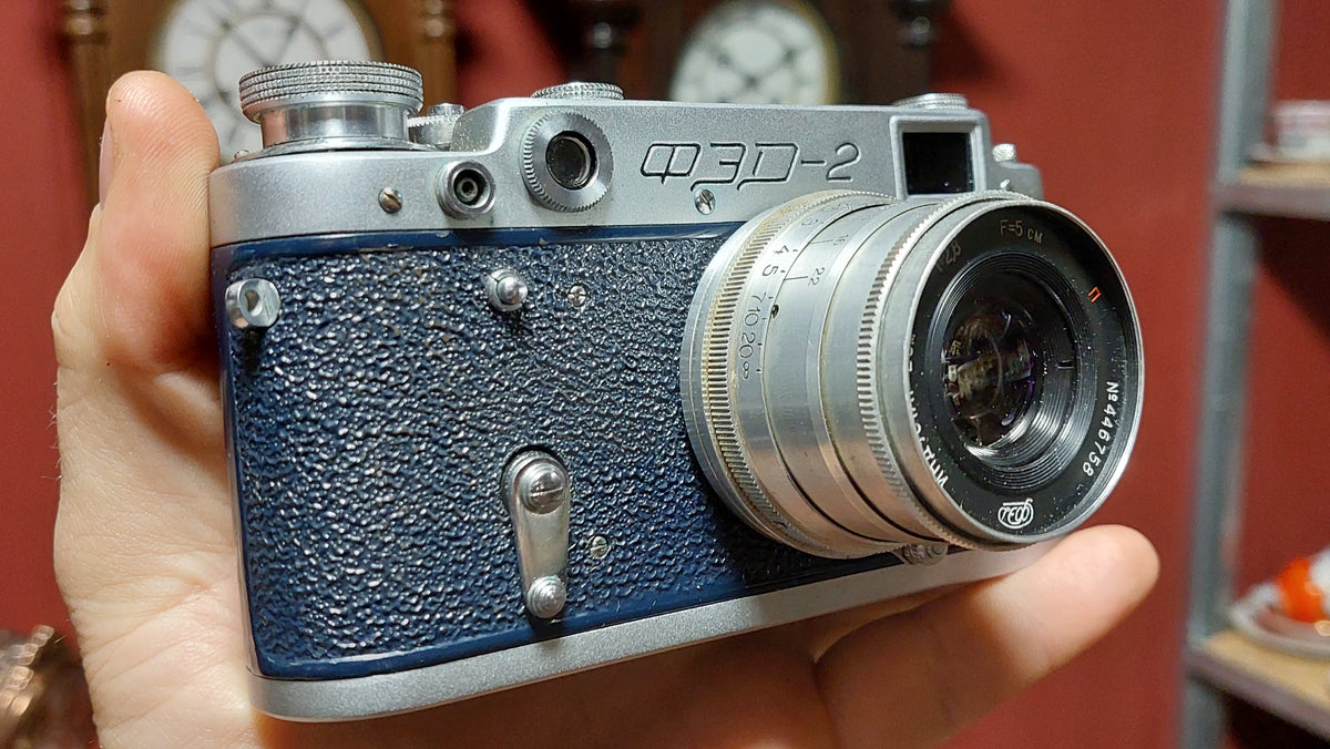 Vintage rare "Blue" camera FED 2 USSR LENS Industar-26M 2.8/50mm.