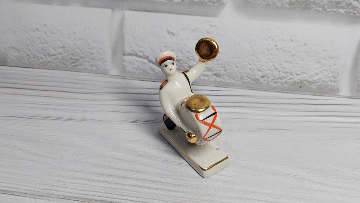 Porcelain figurine musician Suvorov cadet.