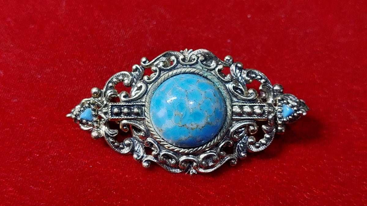 Brooch Beijing glass, vintage brooch Czechoslovakia.