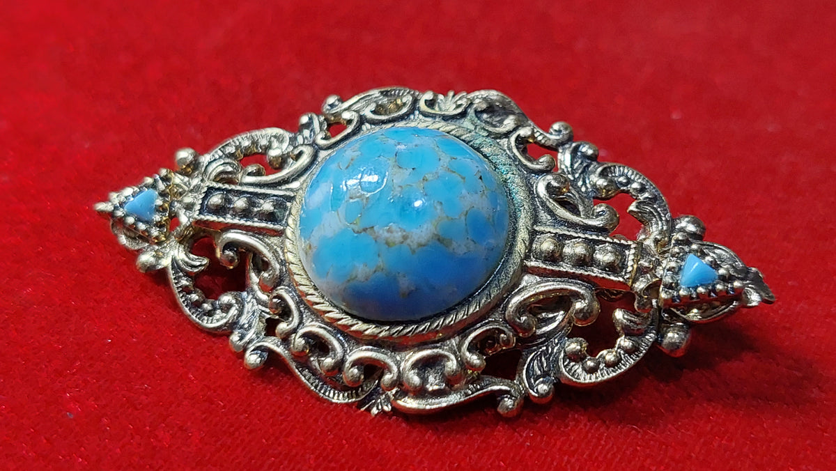 Brooch Beijing glass, vintage brooch Czechoslovakia.