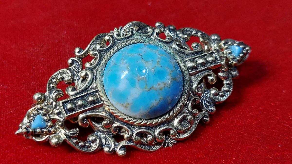 Brooch Beijing glass, vintage brooch Czechoslovakia.