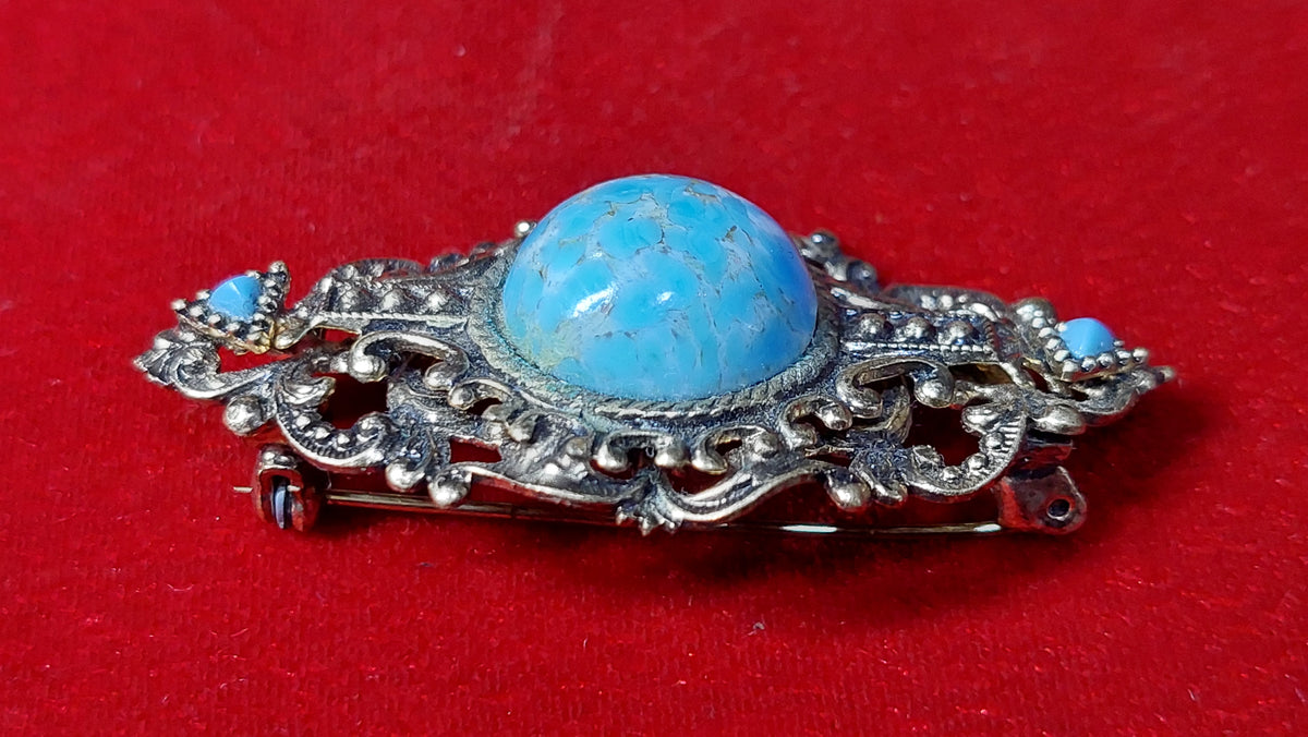 Brooch Beijing glass, vintage brooch Czechoslovakia.