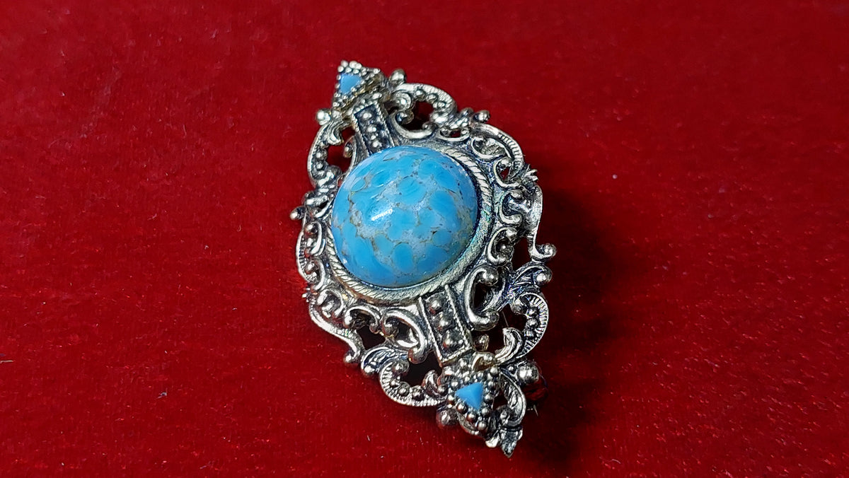 Brooch Beijing glass, vintage brooch Czechoslovakia.
