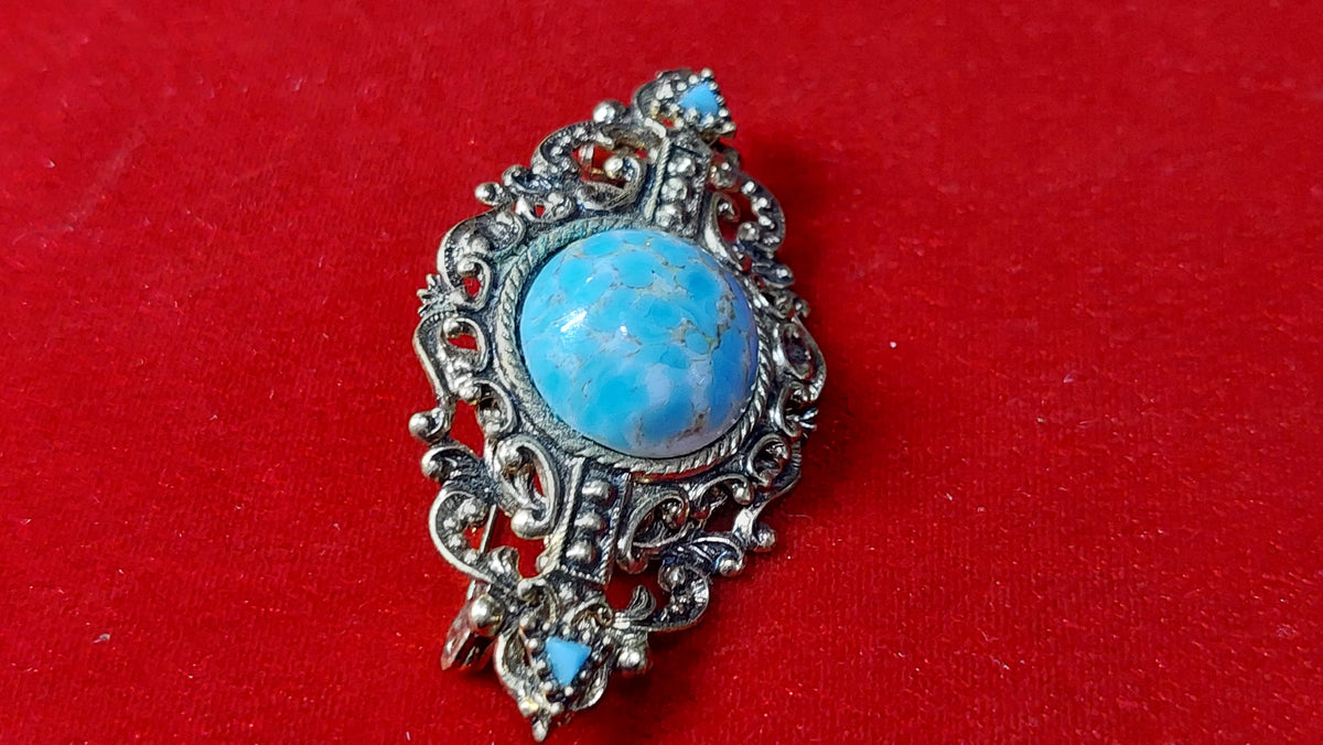 Brooch Beijing glass, vintage brooch Czechoslovakia.
