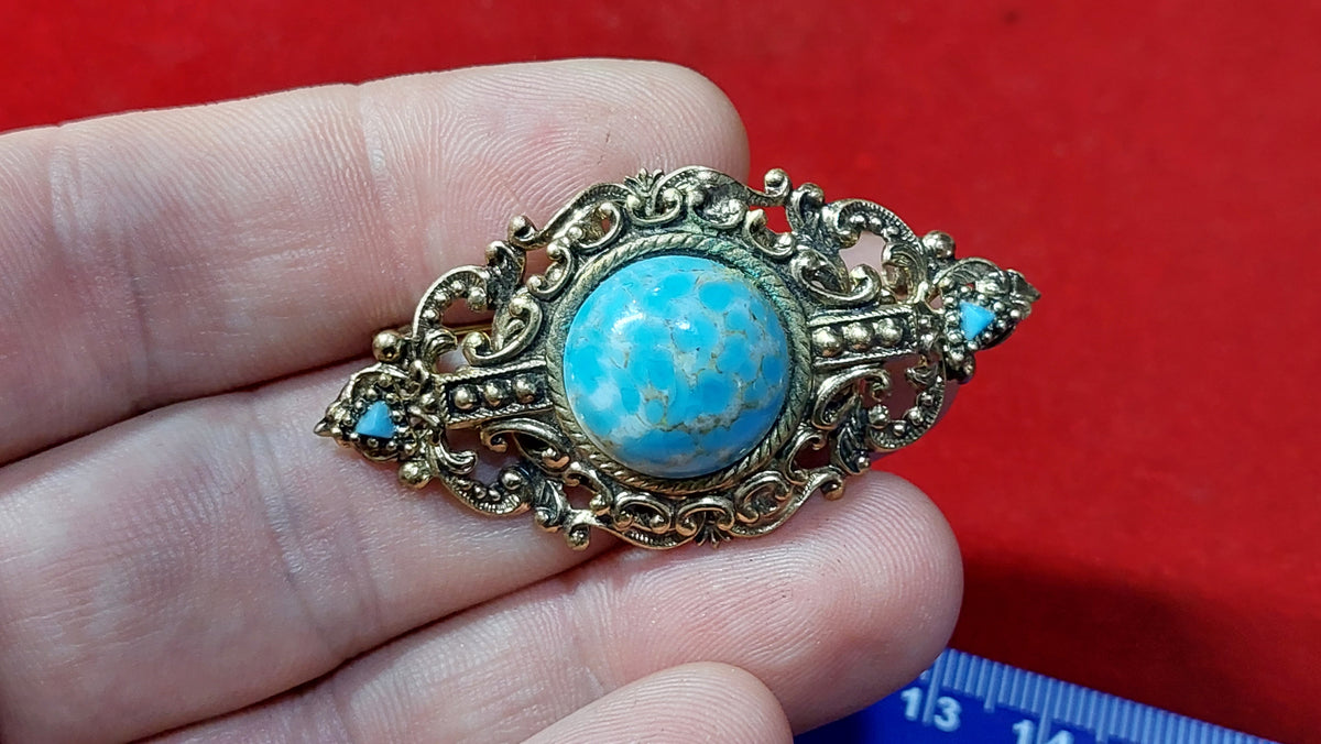 Brooch Beijing glass, vintage brooch Czechoslovakia.