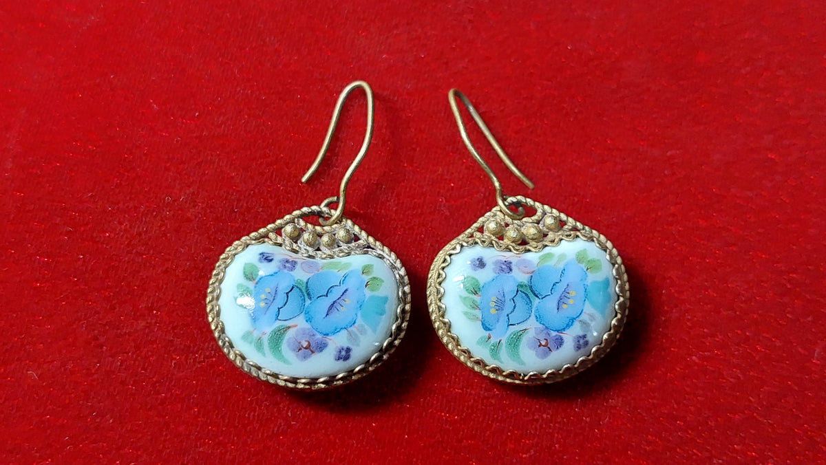 Earrings finift, enamel made in USSR, vintage earrings finift, enamel.