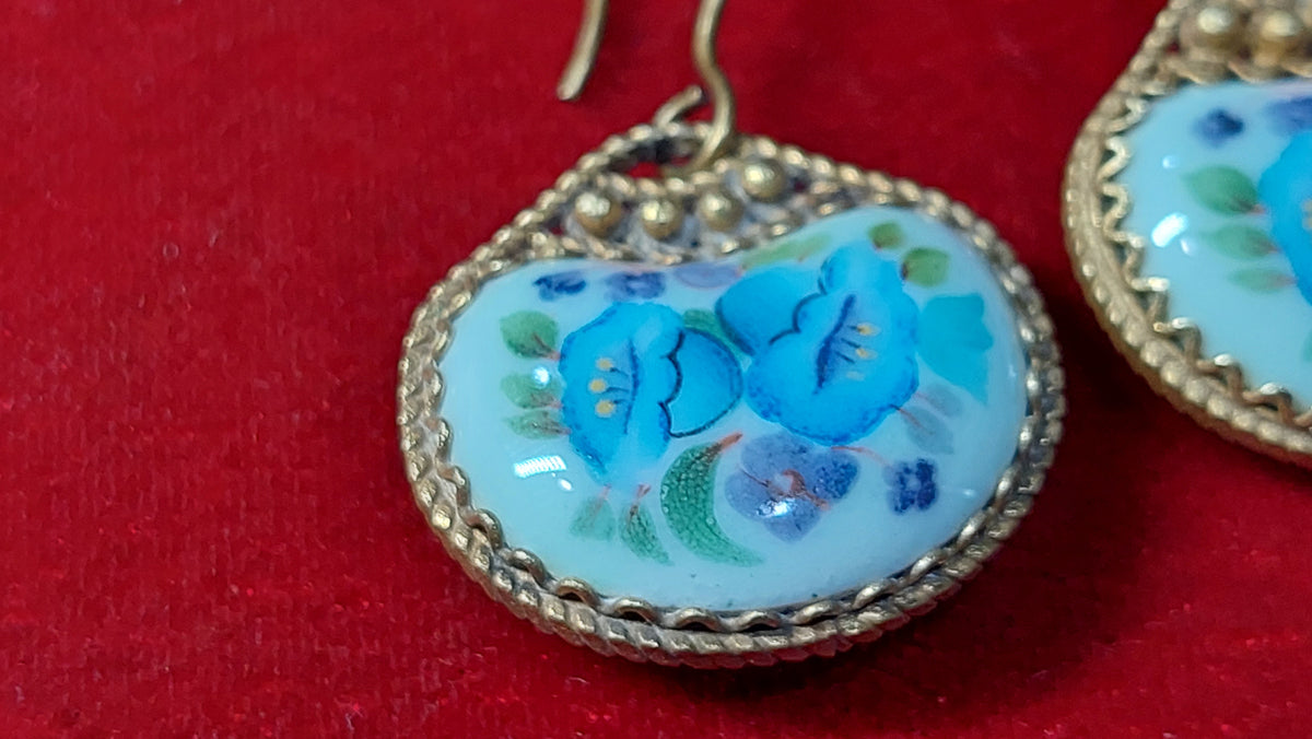 Earrings finift, enamel made in USSR, vintage earrings finift, enamel.