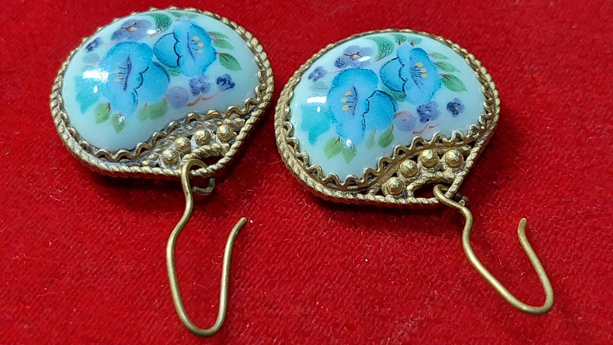 Earrings finift, enamel made in USSR, vintage earrings finift, enamel.