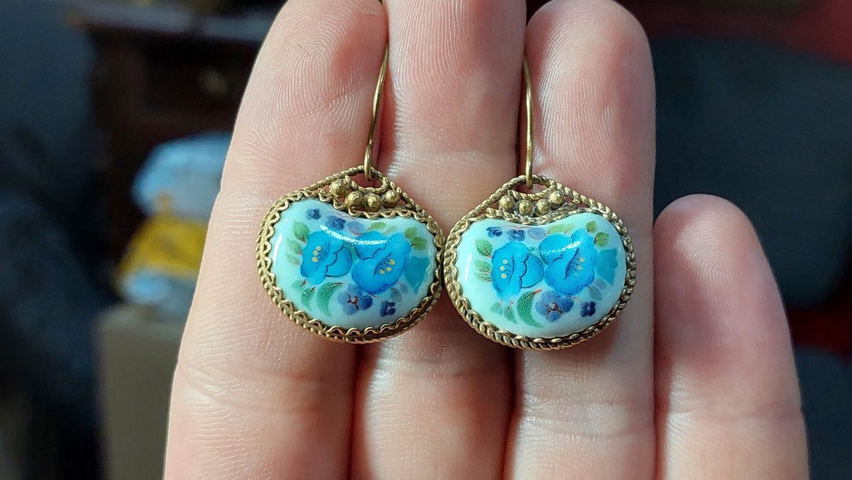 Earrings finift, enamel made in USSR, vintage earrings finift, enamel.