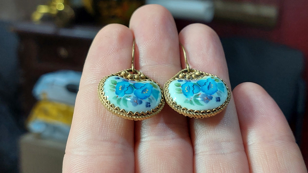 Earrings finift, enamel made in USSR, vintage earrings finift, enamel.