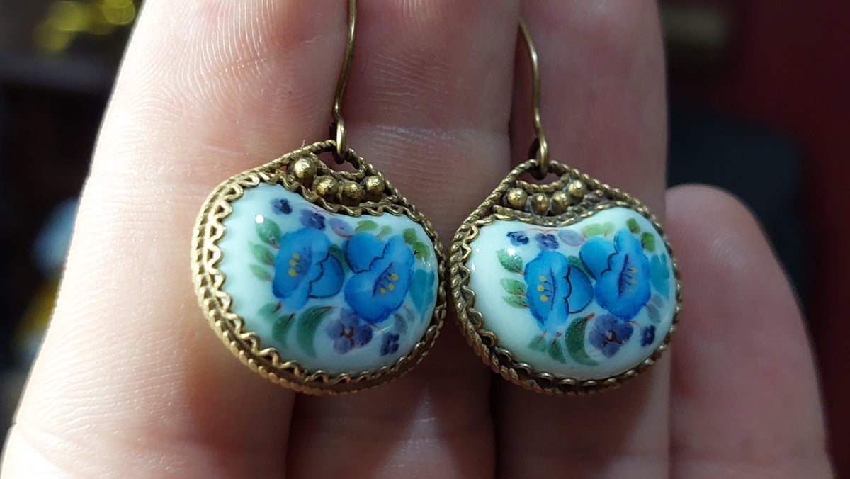 Earrings finift, enamel made in USSR, vintage earrings finift, enamel.