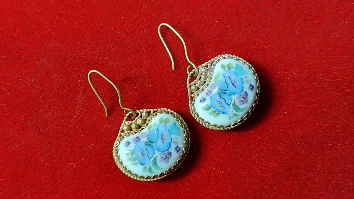 Earrings finift, enamel made in USSR, vintage earrings finift, enamel.