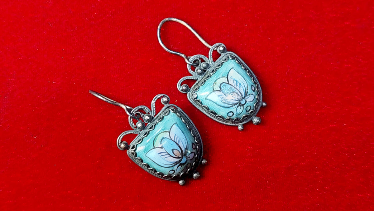 Earrings finift, enamel made in USSR, vintage earrings finift, enamel.