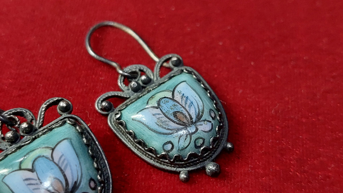 Earrings finift, enamel made in USSR, vintage earrings finift, enamel.