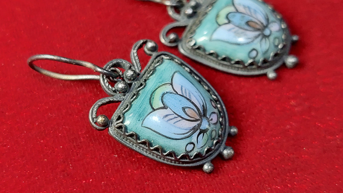 Earrings finift, enamel made in USSR, vintage earrings finift, enamel.