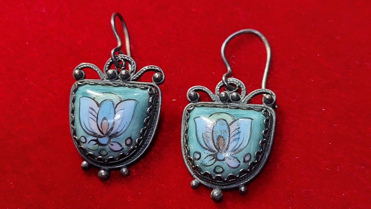 Earrings finift, enamel made in USSR, vintage earrings finift, enamel.