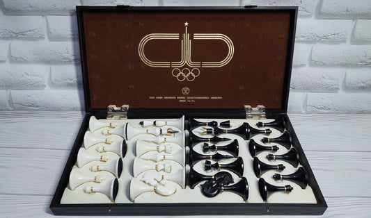 Olympic Soviet chess with checkers Russian Vintage USSR plastic Carbolite with decor Brass Excellent condition