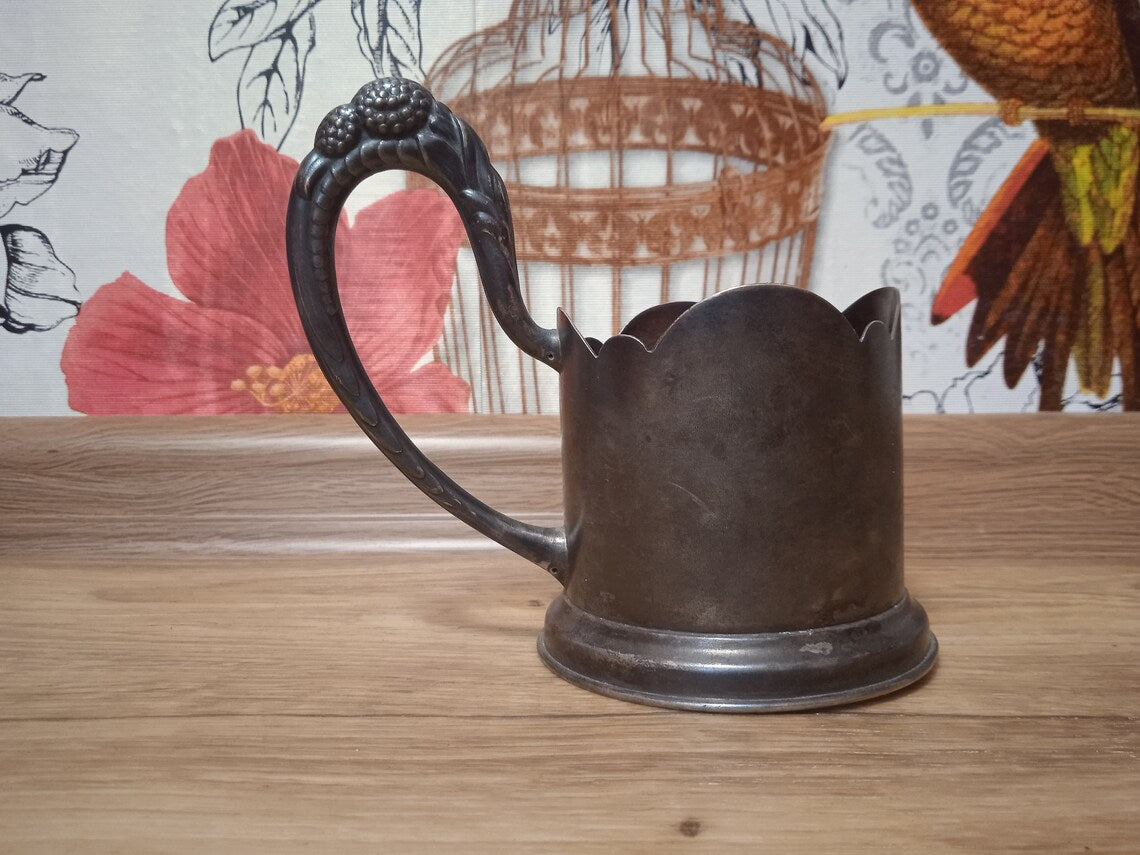 Antique Soviet Metal Coaster Soviet silver 875 sample weight 128 grams