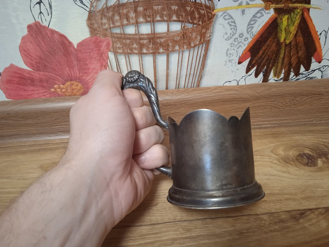 Antique Soviet Metal Coaster Soviet silver 875 sample weight 128 grams