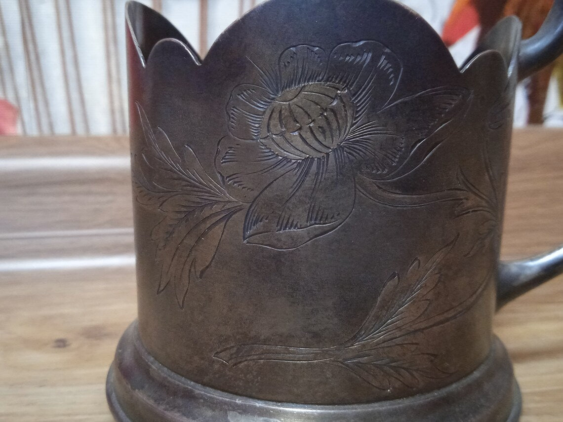 Antique Soviet Metal Coaster Soviet silver 875 sample weight 128 grams