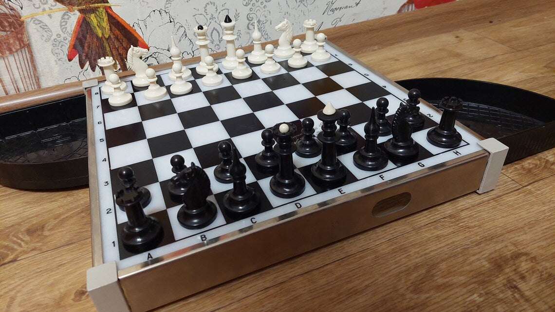 Antique Soviet Chess Board Vintage USSR Plastic/Metal Chess Board Rare Chess Chess Board 1980s