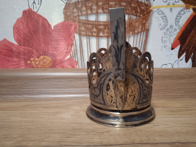 Antique Soviet Metal Cup holder Soviet Cup holder silver 875 assay weight 80 grams