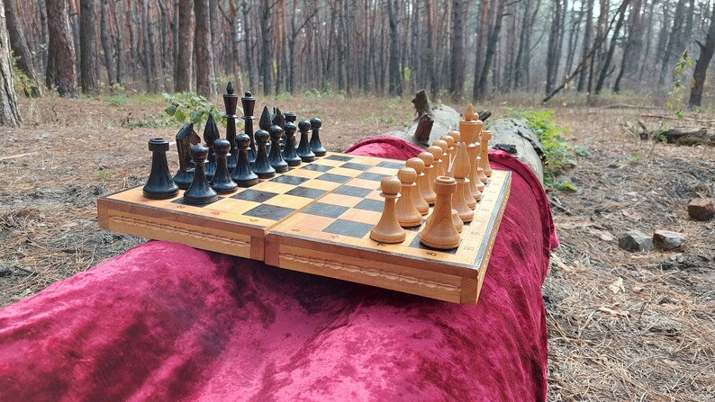 Nice Authentic Classic Soviet Big Tournament Chess Set Wooden Russian Vintage USSR