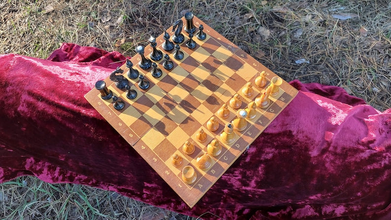 Soviet Vintage Chess, Russian Chess, Compact Wooden Chess, Chess Board Book, USSR Chess Set, Old Chess
