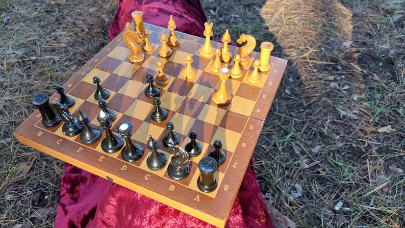 Soviet Vintage Chess, Russian Chess, Compact Wooden Chess, Chess Board Book, USSR Chess Set, Old Chess