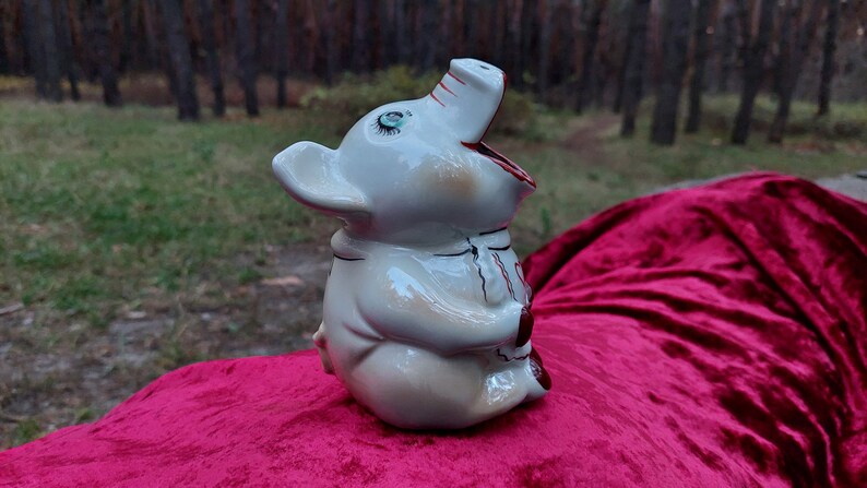 Porcelain figurine, pig napkin holder. Gorodnitsa USSR