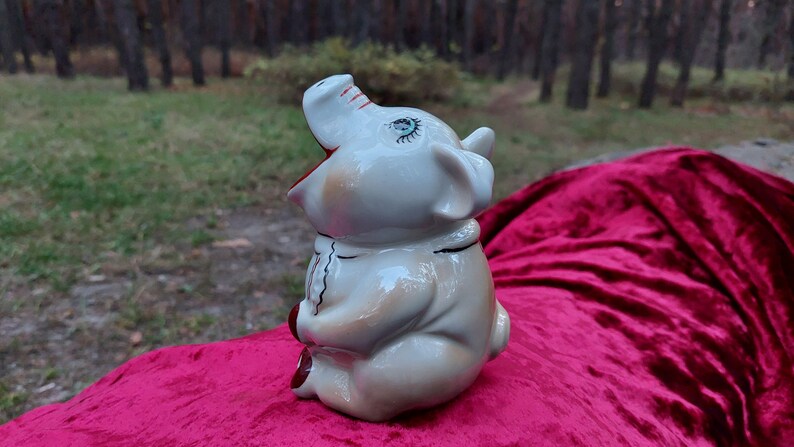 Porcelain figurine, pig napkin holder. Gorodnitsa USSR