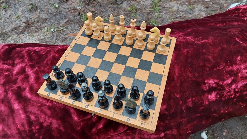 Vintage USSR Russian Soviet wooden chess 30x30 cm