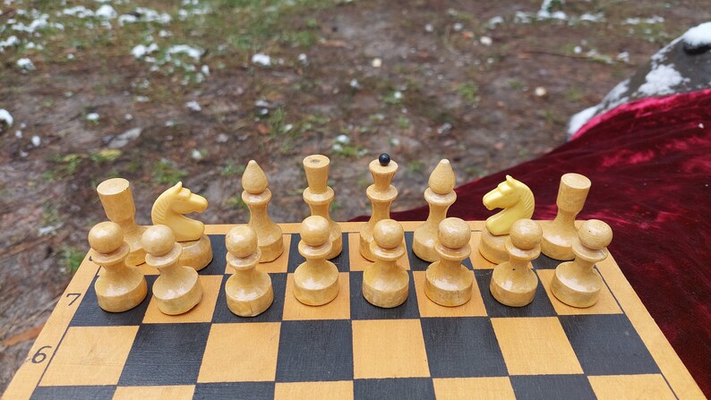 Vintage USSR Russian Soviet wooden chess 30x30 cm