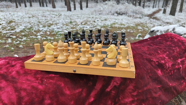 Vintage USSR Russian Soviet wooden chess 30x30 cm
