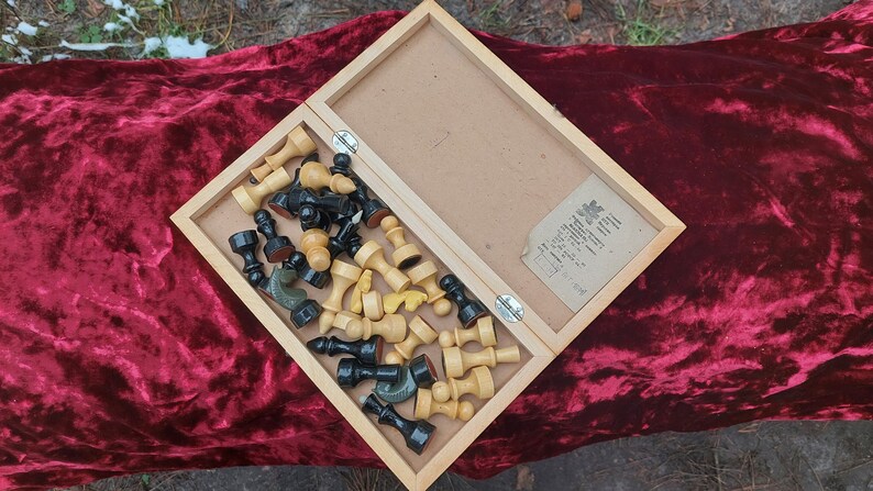 Vintage USSR Russian Soviet wooden chess 30x30 cm