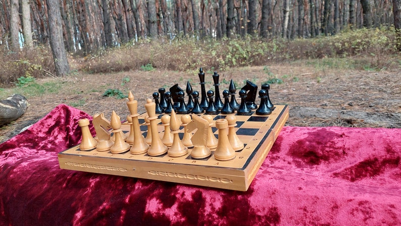 Nice Authentic Classic Soviet Big Tournament Chess Set Wooden Russian Vintage USSR