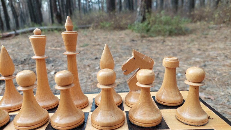 Nice Authentic Classic Soviet Big Tournament Chess Set Wooden Russian Vintage USSR