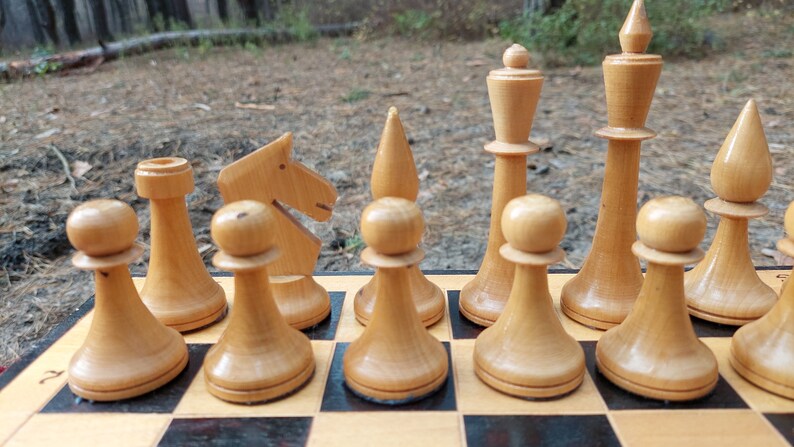 Nice Authentic Classic Soviet Big Tournament Chess Set Wooden Russian Vintage USSR