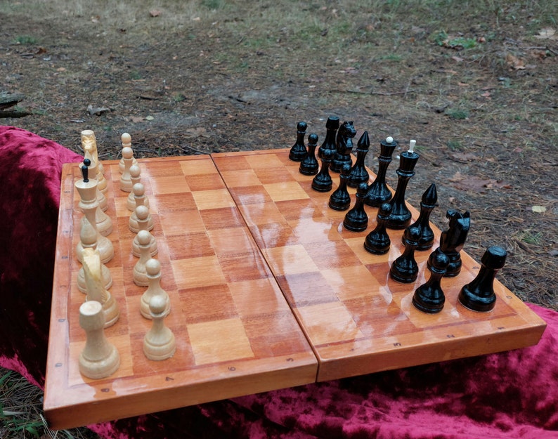 Soviet wooden chess set from the 70s in good condition