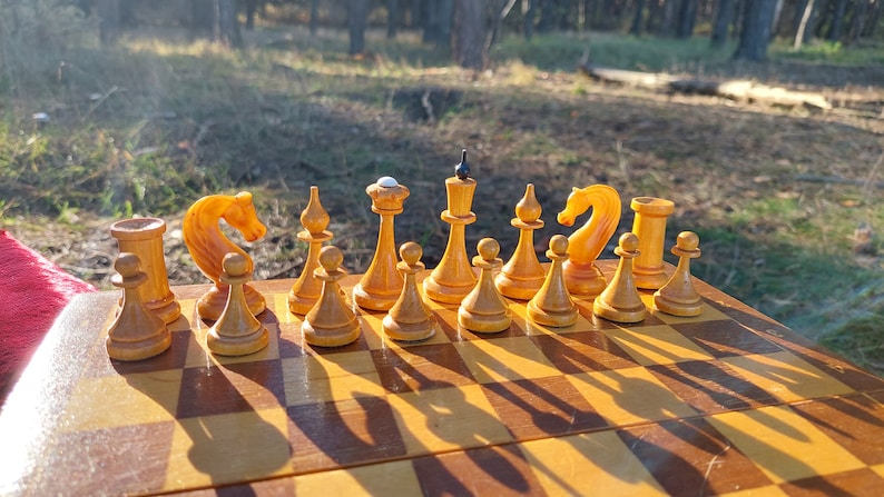 Soviet Vintage Chess, Russian Chess, Compact Wooden Chess, Chess Board Book, USSR Chess Set, Old Chess