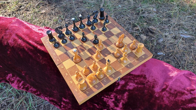 Soviet Vintage Chess, Russian Chess, Compact Wooden Chess, Chess Board Book, USSR Chess Set, Old Chess
